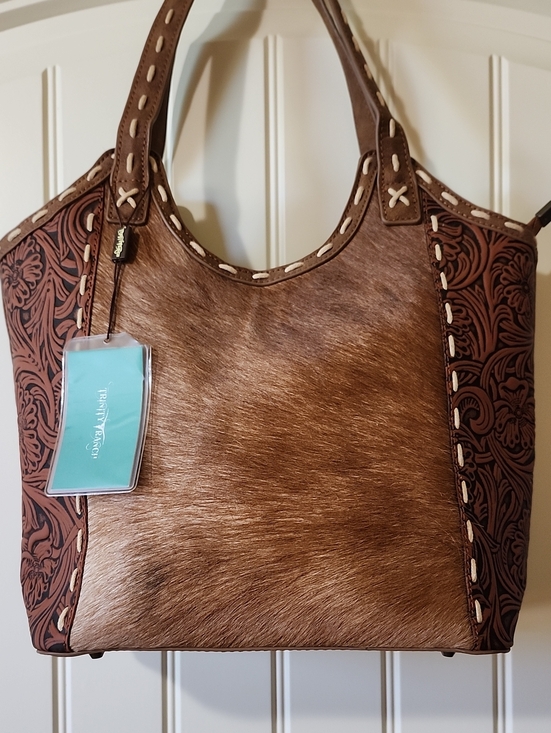 Trinity Ranch Handbags - Trinity Ranch Cowhide Tooled Tote Bag Conceal Carry NWT